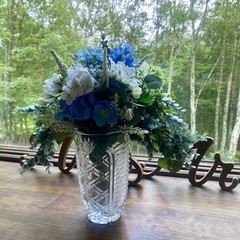 Bridal Wedding Bouquet Budget Handmade Exquisite Faux Floral Blue White Green