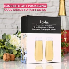 2PCS 100% Tritan Plastic Champagne Flutes,12 Oz stemless 2 Packs Tritan