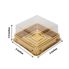 50 Square 3″ Gold clear Mini Cupcake Boxes Dome Plastic Favor Holders Events