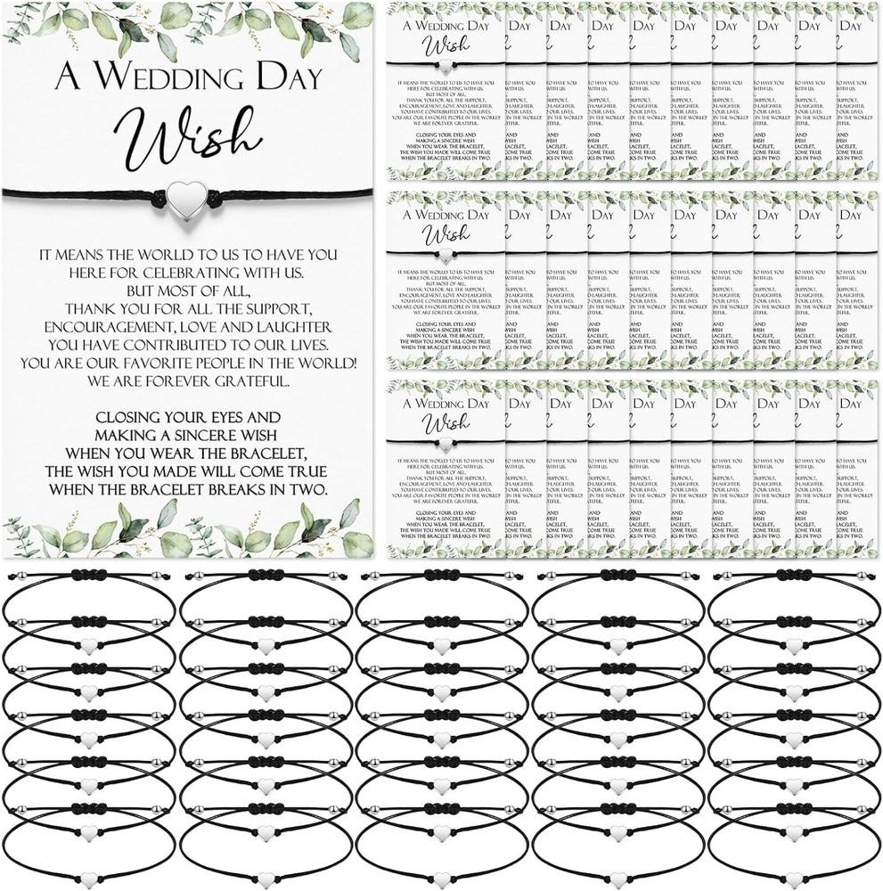 Sasylvia 50 Sets Wedding Favors for Guests Bracelets Bulk Adjustable…