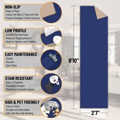 Machine Washable Modern Solid Design Non-Slip Rubberback 3×10 Traditional Runner