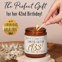 42nd Birthday Gifts for Women – ‘Limited Edition 1983’ Soy Candle, Amber