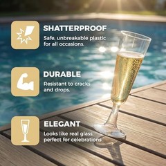 Clear Plastic Champagne Flutes, 60 Pack Disposable Wine Glasses 5 oz | 60