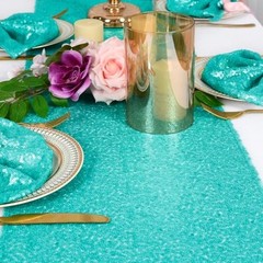 Sequin Table Runner 12×108 2pcs Glitter Runner Wedding 12×108″ x2pcs Teal