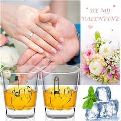 Bride and Groom Glasses 2 Pieces Ring Finger Wedding Funny Bride Wine Glass 2 oz