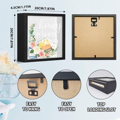 Honeymoon Fund Frames Box, Wooden Black Photo Frame Shadow Box White