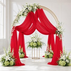 AMZLOKAE 3 Panels 6 Yards Red Chiffon Wedding Arch Drapes | 29″x216″ Sheer Fa…
