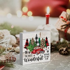 Rustic Winter Merry Christmas Tree Wood Box Sign, It’s the Most Time Wonderful