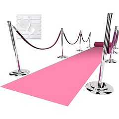 Pink Carpet Runner for Party, 2.6X15ft, 130GSM Felt Non-Woven with Double