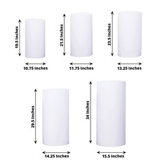5 White Metal Cylinder Display Stands Pedestal Riser Columns Party Decorations