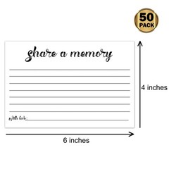 50 Share a Memory Cards, Going Away Party Decorations Funeral Guest black