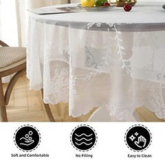 Round Lace Tablecloth with Elegant Scalloped Bottom for Any Special Event