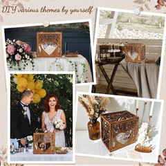 1 PCS Wooden Wedding Card Box With Slot Acrylic Window Money Gift Brown