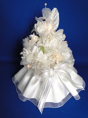 New Elegant Petite Lighted White floral Wedding Cake top #406A