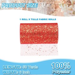 Tulle Fabric Rolls 6″ by 50 Yards Fabric Spool Tulle for DIY, Red-gold