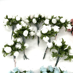 Polyester Rose Buds Flower 4″ Wire Stem Bouquet Wreath Craft White Pink Blue