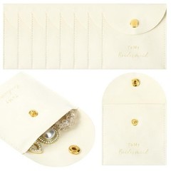 Jewelry Bags Bridesmaid Gifts Set of 8 Velvet Small 8 x 8 cm (Button) Ivory