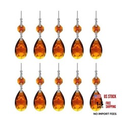 10pcs Crystal Prisms Chandelier Ornament Pendants Rainbow Maker 38mm Drop Amber