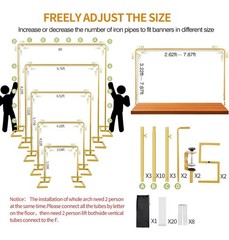 8.2FT Square Arch Backdrop Stand Metal Gold.Heavy Duty Adjustable. Arch Stand.