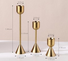 Brass Gold Candlestick Holder,Taper Candle Holders,Set of 3 Stick
