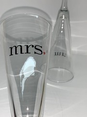 Mr and Mrs Red Heart Toasting Champagne Flutes Minimalist 4 oz. 9.75 inch