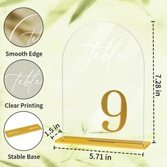 Arch Wedding Table Numbers 1-10 with Stands Elegant Gold Number 5.5 x 7” Arch…