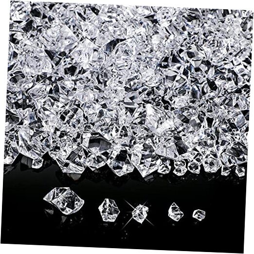 Syhood 570 Pcs 5 Sizes Fake Crushed Ice Rocks Plastic Gemstones Clear