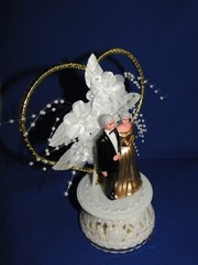 New 50th Wedding Anniversary Couple Caketopper with Bride & Groom in Gold #29