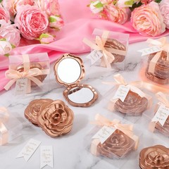 Beeveer 100 Set Rose Compact Mirrors Bulk Wedding Party Favors Gold