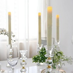 9″ Led Melted Dripping Taper Candles with Timer Function, 9 inches Pack of 3