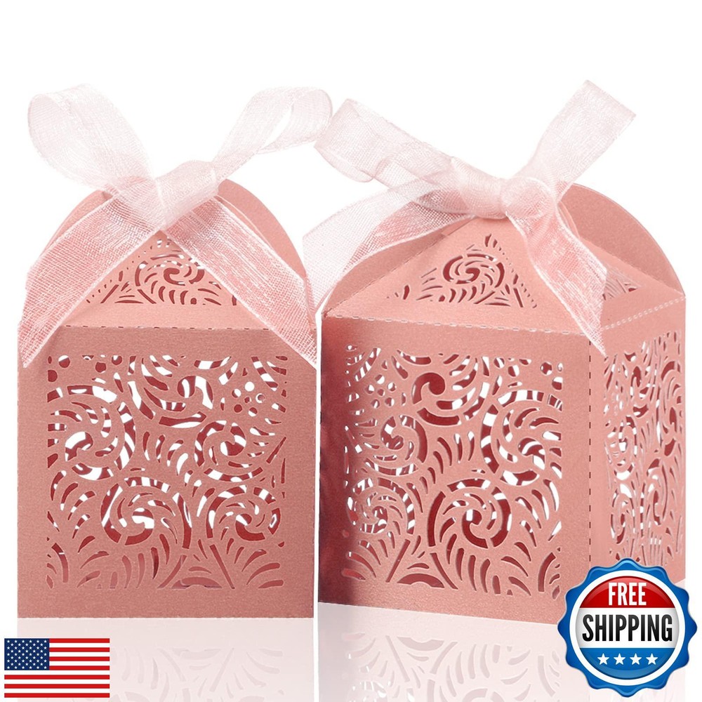 COTOPHER 60Pcs Laser Cut Favor Boxes, 2x2x2.75in Small Gift Boxes for Present