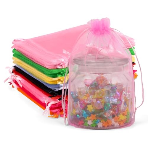 50 Pack Assorted Organza Bags 6×9 Inch, Mesh 1 Count (Pack of 50) 10Colors
