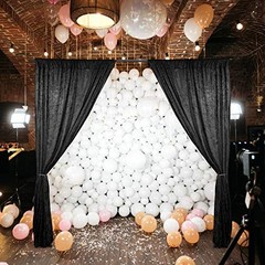 10 feet x 10 feet Lush Velvet Backdrop Drapes 60″W x 120″L (Pack of 2) Black