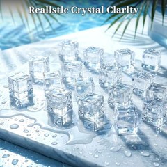 0.8 Inch Fake Ice Cubes, 20 PCS Plastic Clear Ice Cubes for Photography