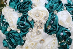 Wedding Rose Bouquet – Silk Flowers & Rhinestones