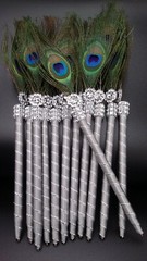 The12 Peacock Feather Pen PartyFAVOR forWeddings,Sweet16, Bridal ,Quinceañera,Bo
