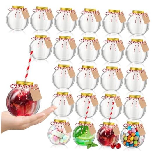Pcs Fish Bowl Ornament Cups Plastic Patron Bottles with Lids and Straws 24