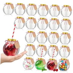 Pcs Fish Bowl Ornament Cups Plastic Patron Bottles with Lids and Straws 24