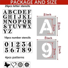 8 Inch Letter Stencils and Numbers,40 Pcs Reusable Plastic Large Alphabet Art…
