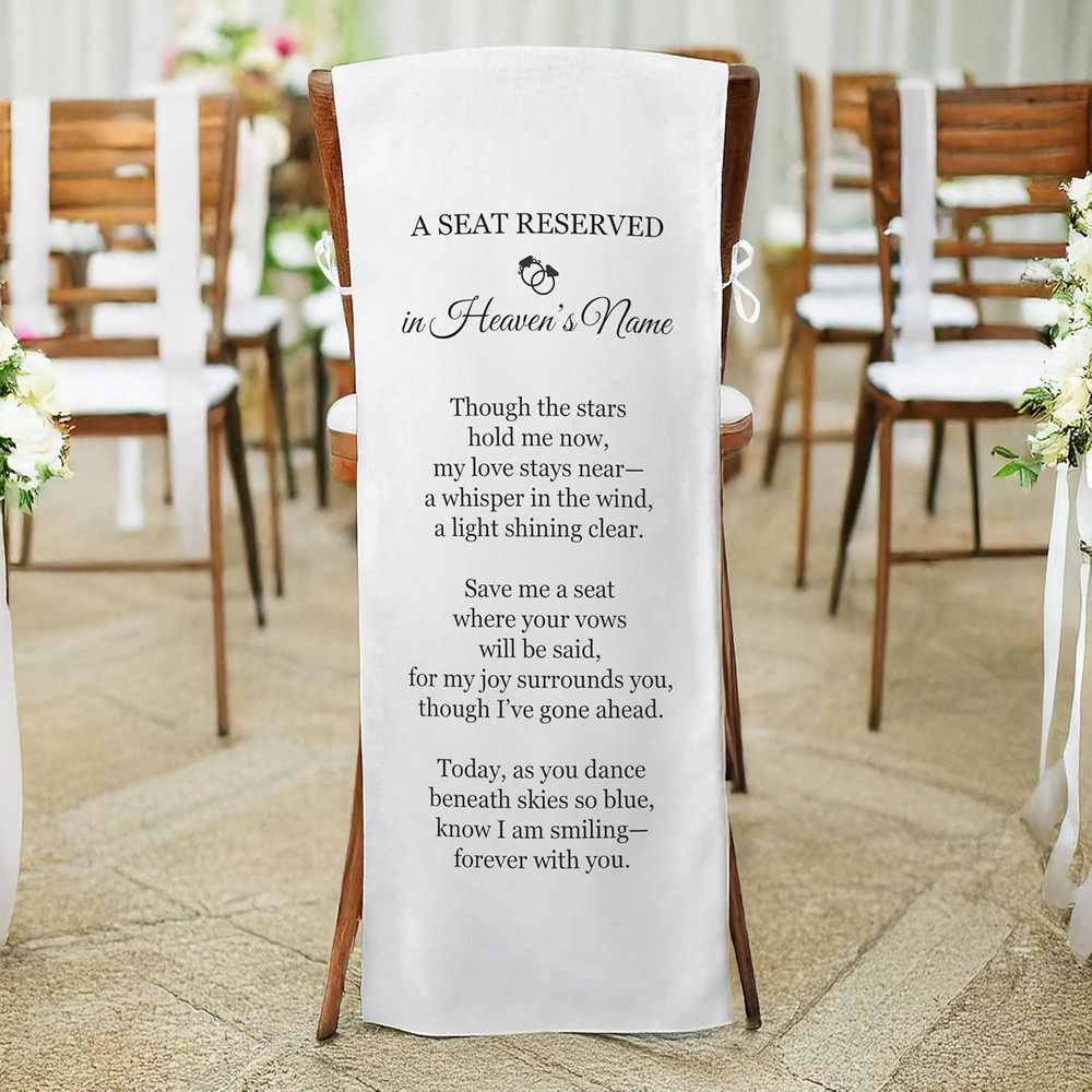 Reserved Memorial Wedding Chair Sign,Wedding Memorial Chair Sign,Linen 15 X 50 I
