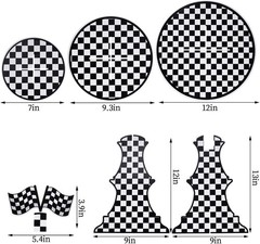 Racing Car 3 Tier Cupcake Stand Black White Checkered Dessert Display Tower