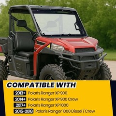 3-IN-1 Flip Windshield Compatible With 2013+ Polaris Ranger XP 900/900