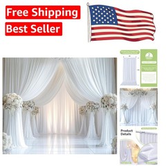 10ft x 14ft Wrinkle-Free White Backdrop Curtain for Elegant Weddings & Events
