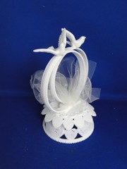 New Vintage Wilton Petite Double Rings Wedding CakeTop, doves, 103-4316