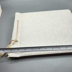 Vintage White Wedding Album w/ 8 Photos 1940s Black & White Vtg Bridal