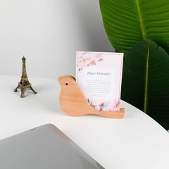 Unique Design Bird Shape Wood Acrylic Sign Holder Stand Wooden Menu Holders T…