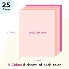 65lb Pink Cardstock 8.5 x 11, Goefun 5 Colors Colored 8.5×11, pink