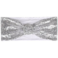 Stretch Chair Cover Bands Bow Decor Slider Sashes Buckle Sequin Wedding Party