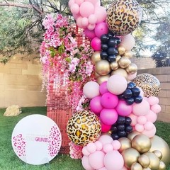 Hot Pink Cheetah Balloons, Pastel Pink Metallic Gold Leopard Hot Pink Gold