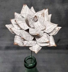 Handmade Paper Flower on stem (Gray Pattern No.6) for Wedding, St. Valentine’s
